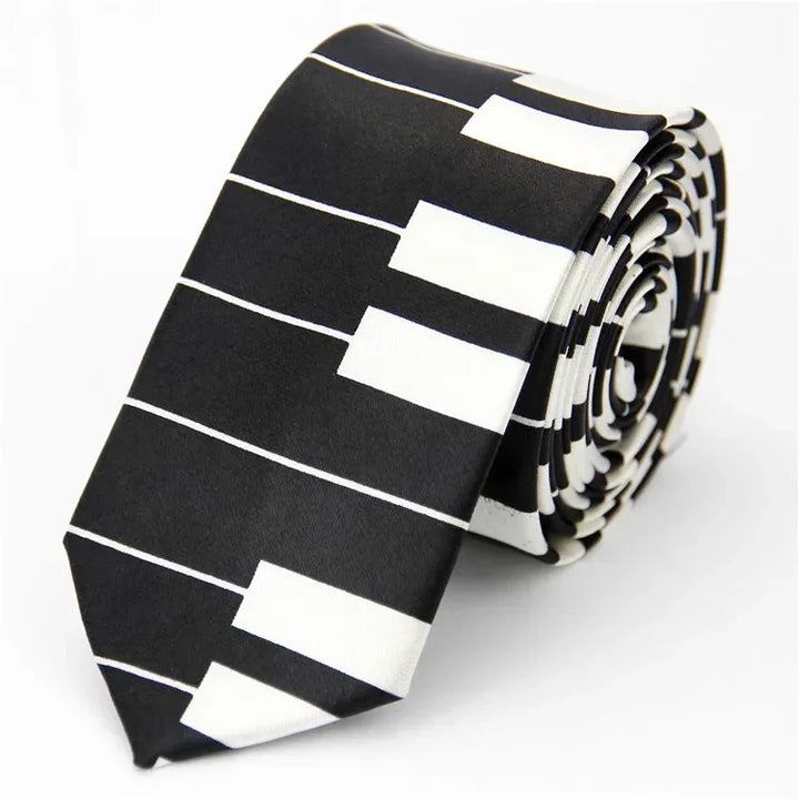 Narrow Tie for Men Women  5cm (2") Skinny Wedding Black Blue Red Pink White Purple Green Gray Piano Skull Print Slim Necktie