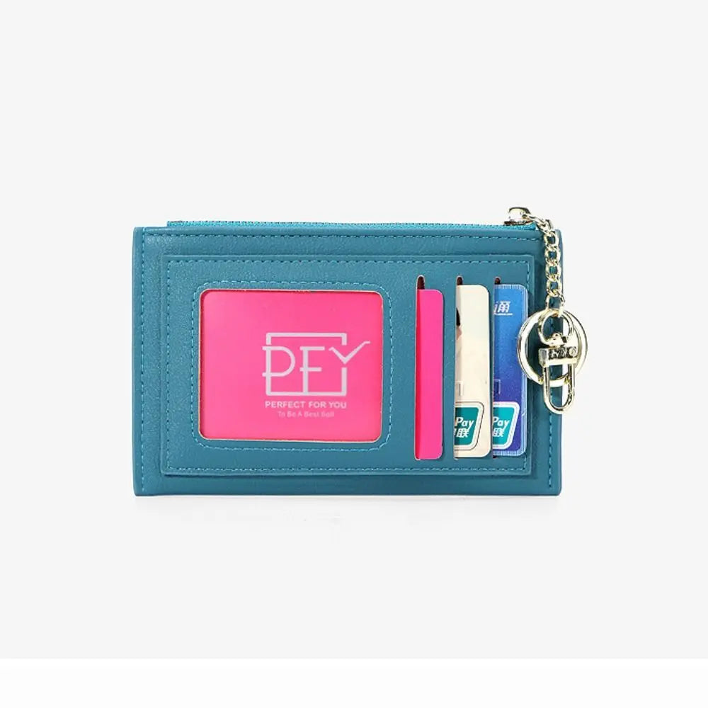 Ultra-Thin PU Leather Wallet – Mini Coin Purse with Keychain