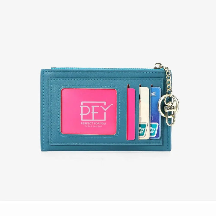 Ultra-Thin PU Leather Wallet – Mini Coin Purse with Keychain