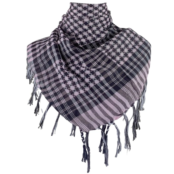 Arab Style Keffiyeh – Houndstooth Pattern Shemagh with Fringe