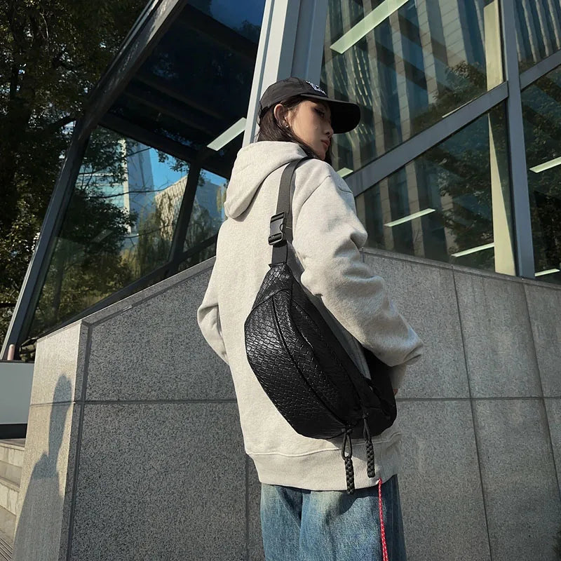 Unisex Waist Bag Large Capacity Fanny Packs Woven pattern Chest Bag Fashion Shoulder Crossbody Bags High-quality Waist Belt Bags