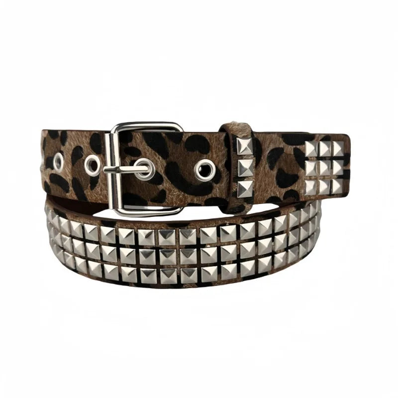 New Men's and Women's Belts Square Beaded Rivets Punk Style Hip Hop Air Eye Belts Fashion Accessories Camo