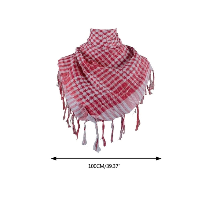 Arab Style Keffiyeh – Houndstooth Pattern Shemagh with Fringe