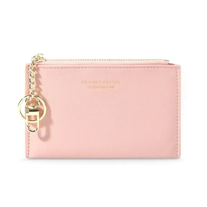 Ultra-Thin PU Leather Wallet – Mini Coin Purse with Keychain