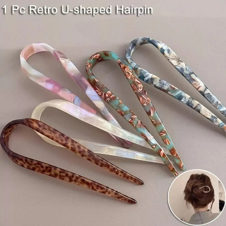 Hairstyle Tool Hair Accessories Hair Fork U-Shaped Headbands Hair Sticks Acetate Headwear Hairpin for Women/Girls
