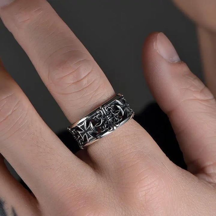FaithLoop™ – Adjustable Black Cross Ring