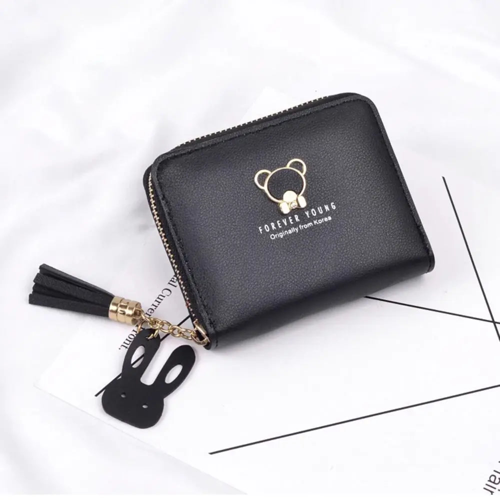 Panda Zipper Wallet – PU Leather Coin Purse with Tassel & Card Holder for Women