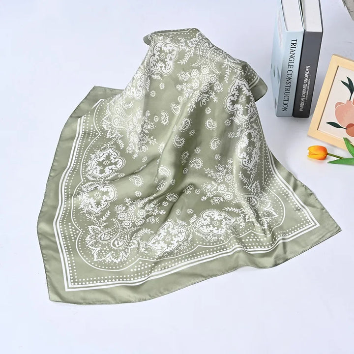 Printed Square Scarf – 70cm Paisley Bandana for Hair & Headwear