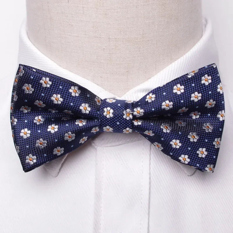 Men’s Classic Black Bow Tie – Formal Polyester Woven Pattern