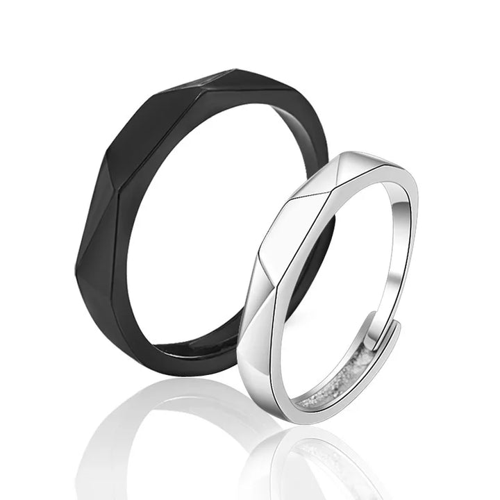 Inverto™ – Modern Black & White Couple Rings