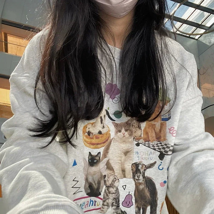Milk Cat Graphic Sweatshirt