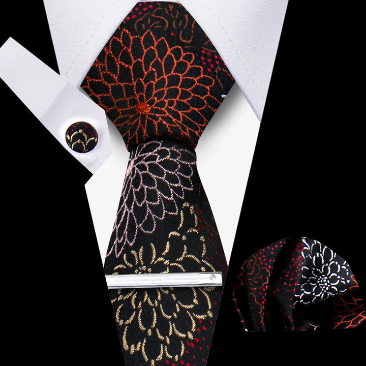 Tie For Men Business Luxury Fashion Necktie Navy Blue 4pcs Set Tie Clip Cufflinks Pocket Square Wedding Suit Accessories Gravata