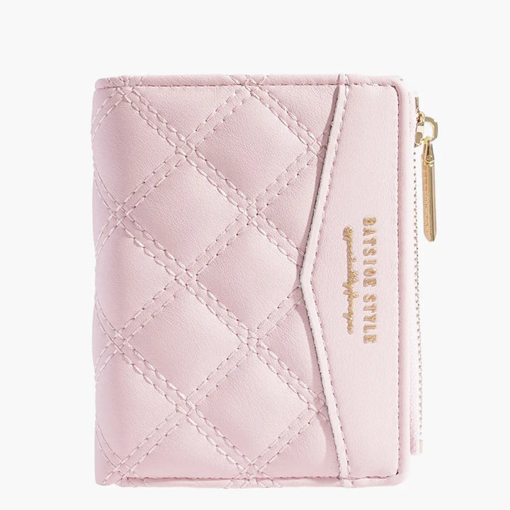 Fashion Embroidery Coin Purse Solid Color PU Short Wallet Zipper Card Bag Women