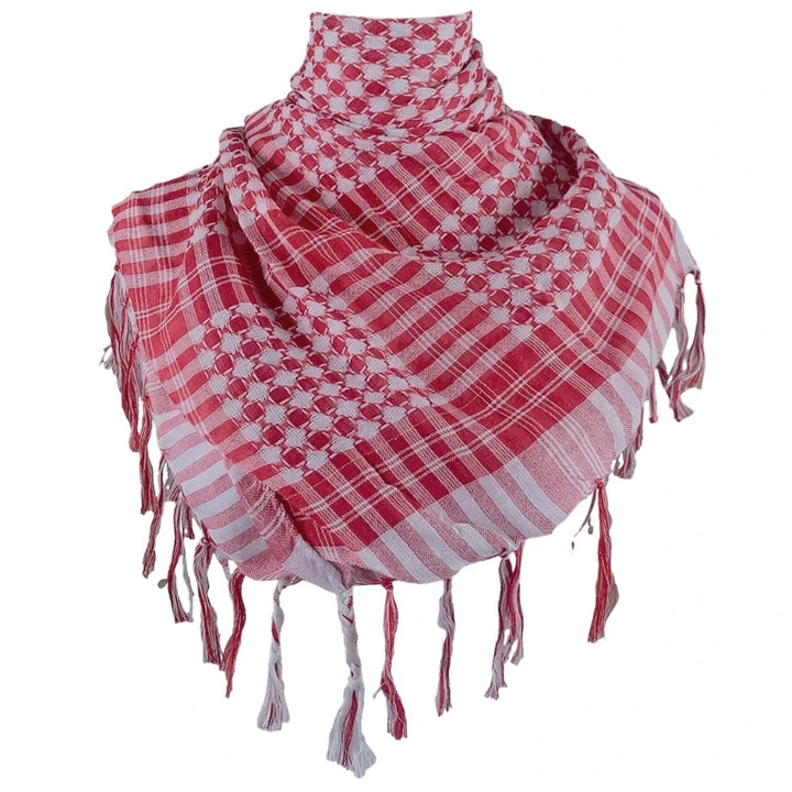Arab Style Keffiyeh – Houndstooth Pattern Shemagh with Fringe