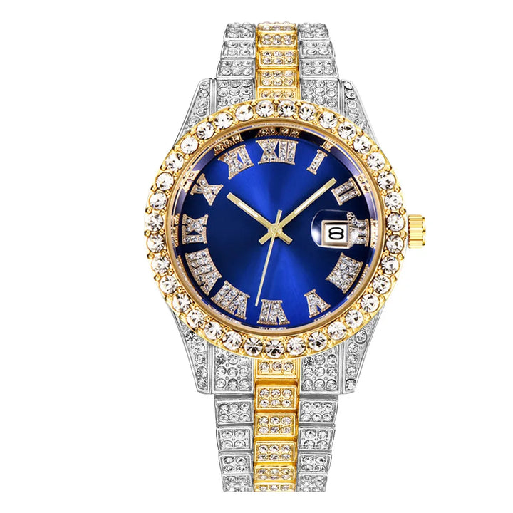 Full Diamond Stainless Steel Quartz Watch for Men