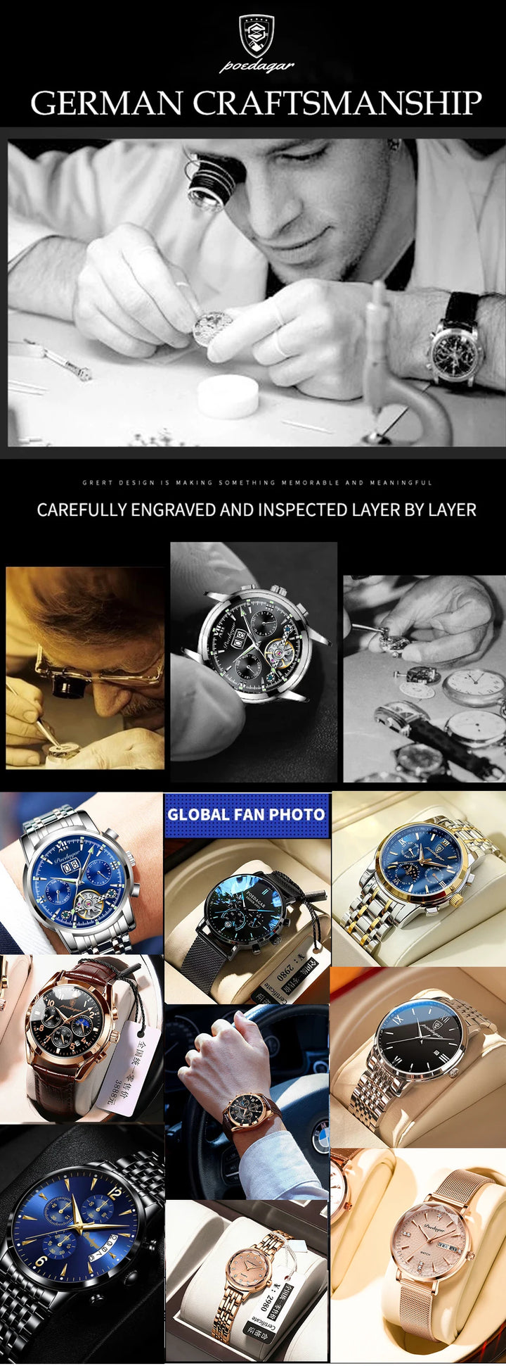 POEDAGAR Luxury Sports Watch for Men