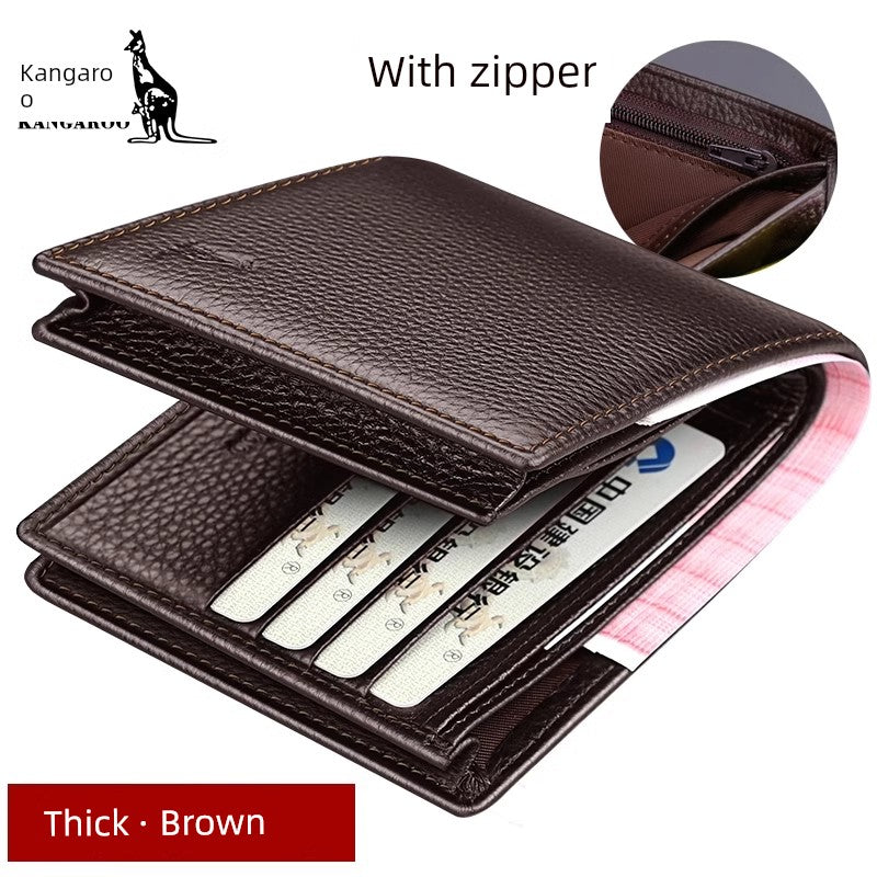 Kangaroo Men First Layer Cowhide One-Piece Father Wallet