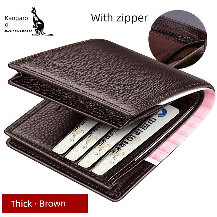 Kangaroo Men First Layer Cowhide One-Piece Father Wallet