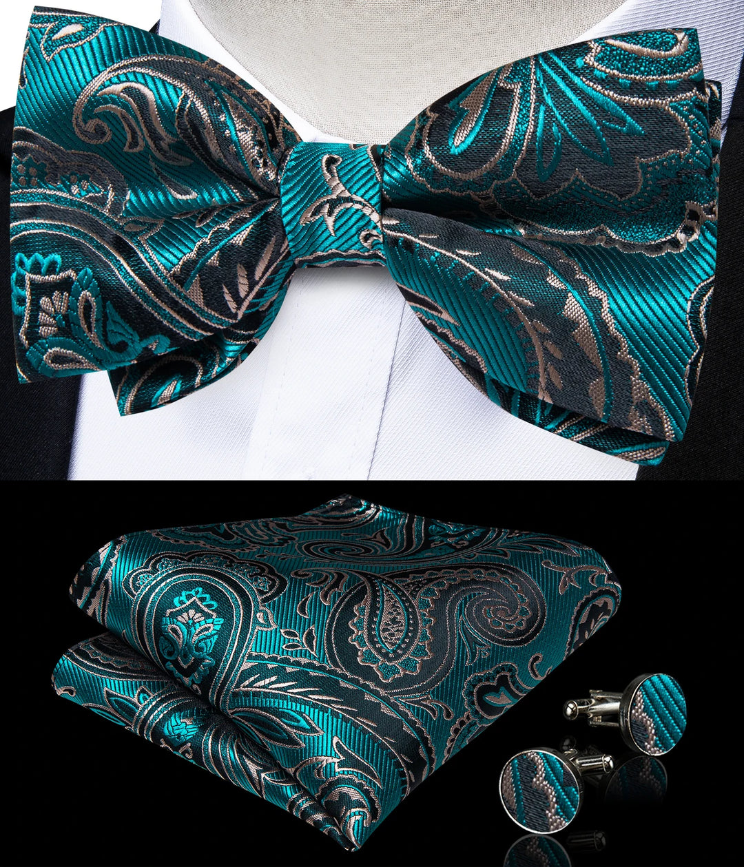 Men’s Pre-tied Bow Tie Set – Wedding & Groom Accessories