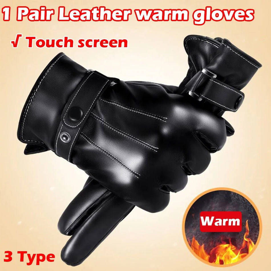 Men's Winter PU Gloves