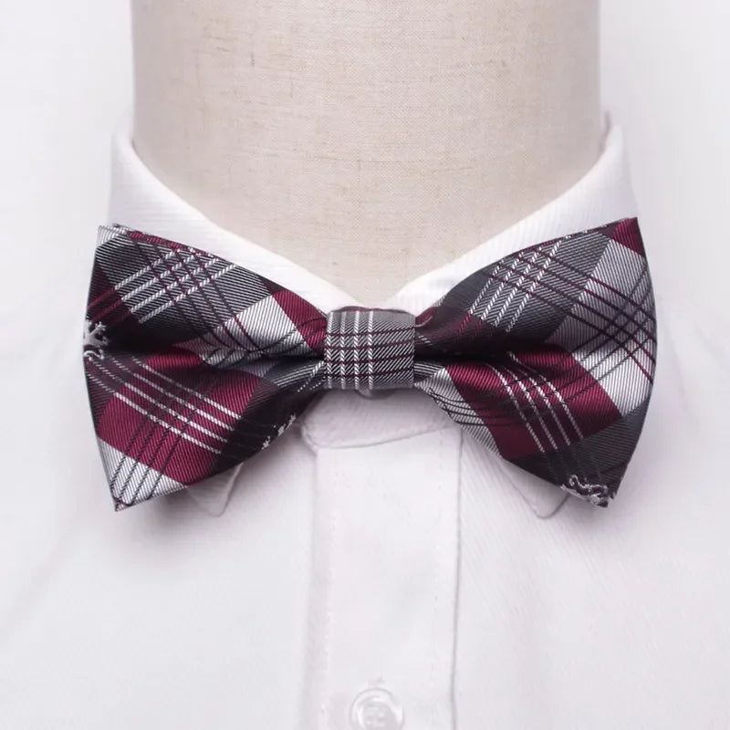 Men’s Classic Black Bow Tie – Formal Polyester Woven Pattern