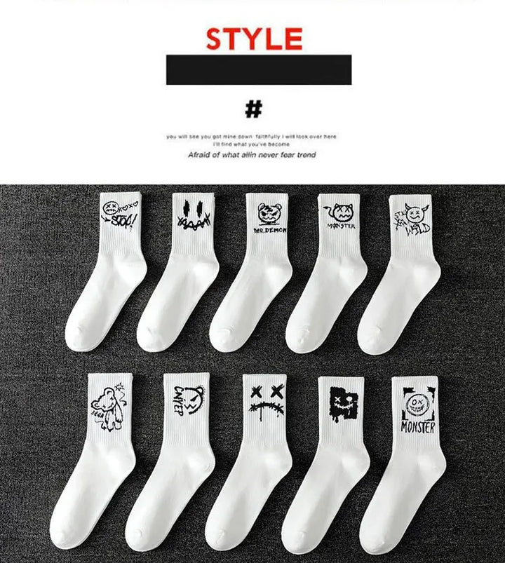 10 Pairs Men’s Sports Socks – Breathable, Casual, Ghost Face Style.