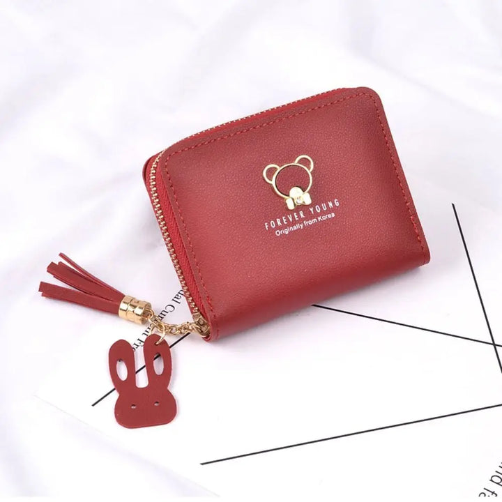 Panda Zipper Wallet – PU Leather Coin Purse with Tassel & Card Holder for Women