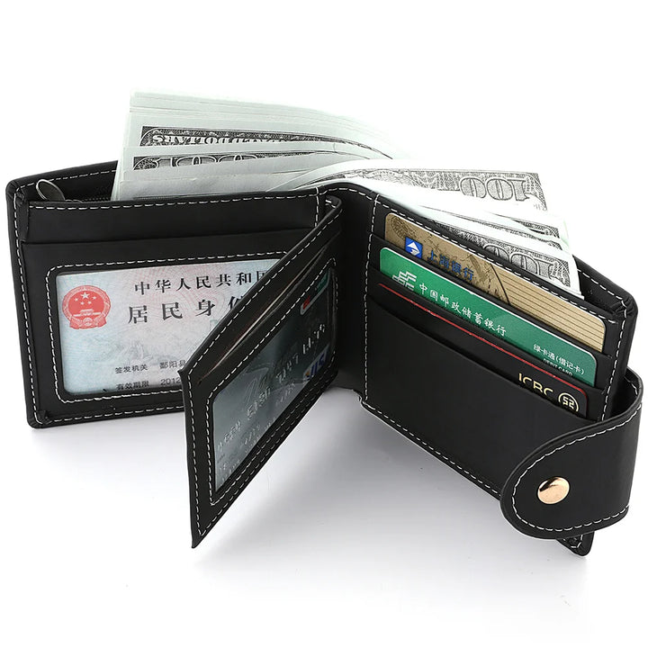 Men's Wallet Men's Short Wallet Youth Fashion Personality Pu Leather Credit Card ID Card Holder Wallet Folding Wallet