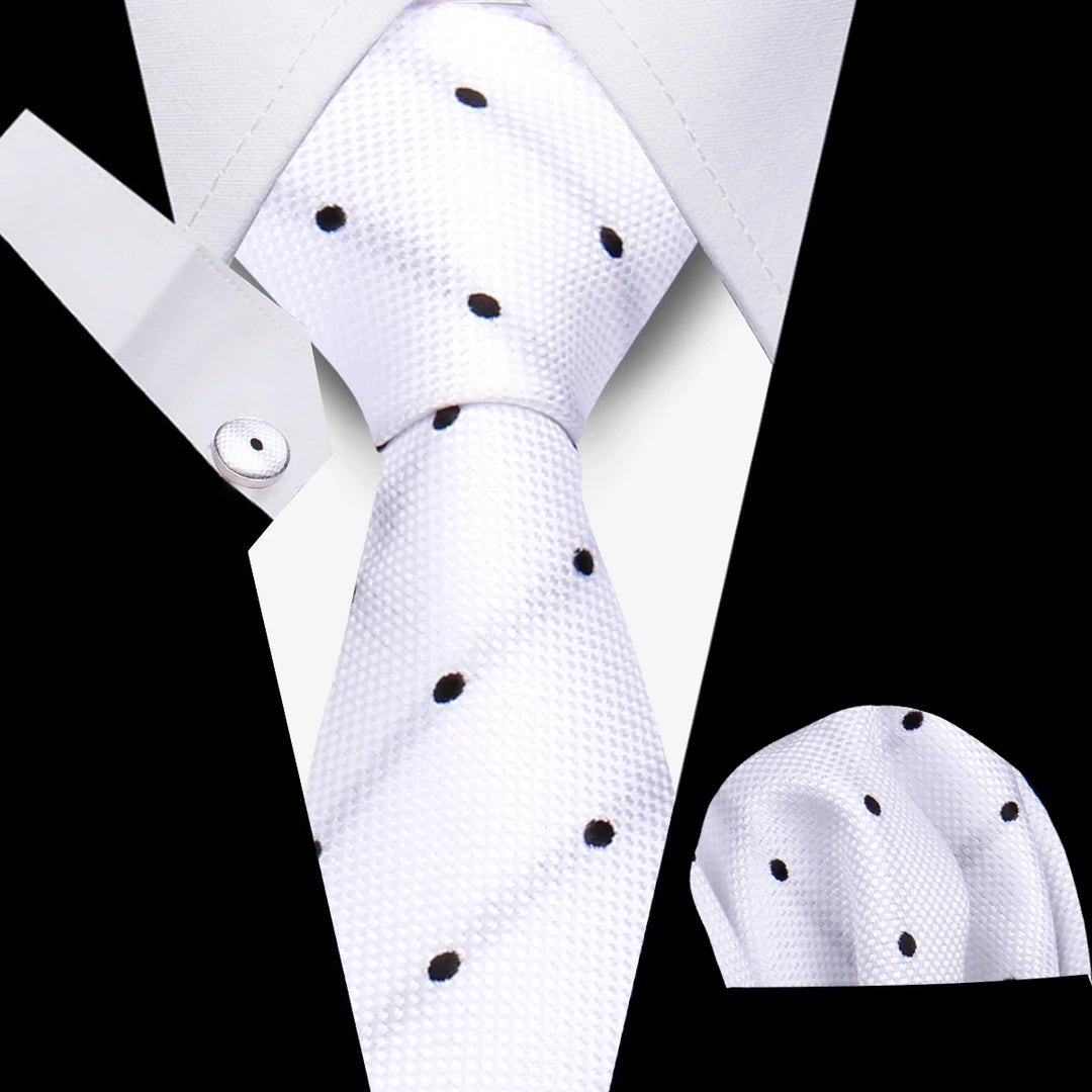 Elegant Ties For Men Gift Fashion Men Tie Set Striped Luxury Necktie Handchief Cufflinks 3 Pcs Business Wedding Suit Accessories