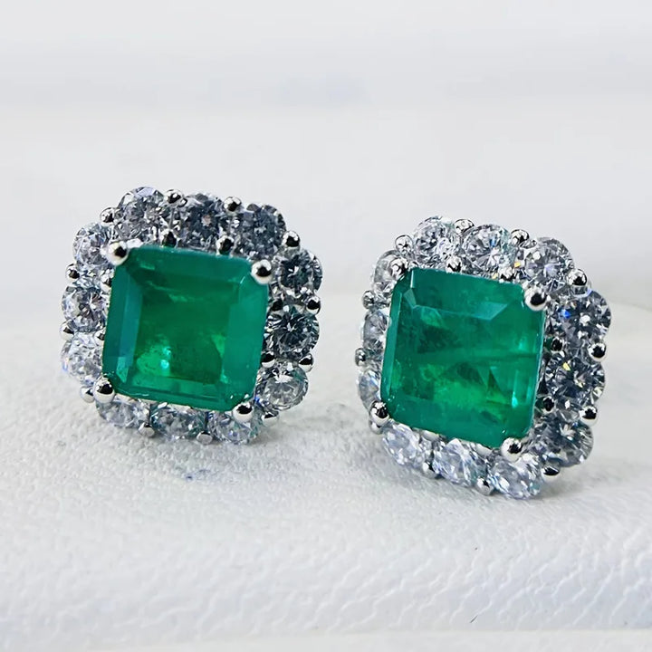 GlamParaiba™ – Elegant Square Tourmaline Earrings in 925 Sterling Silver