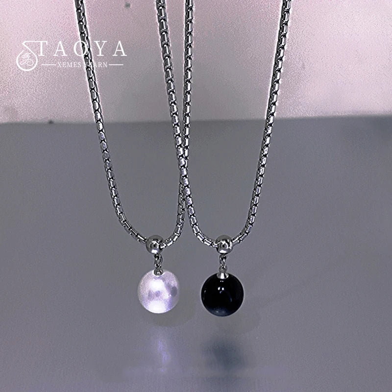 2024 Autumn/Winter Stainless Steel Chain Pearl Pendant Necklace Goth Girls' Fashion Accessories Non Fading Jewelry For Womens