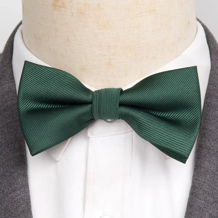 Men’s Classic Black Bow Tie – Formal Polyester Woven Pattern