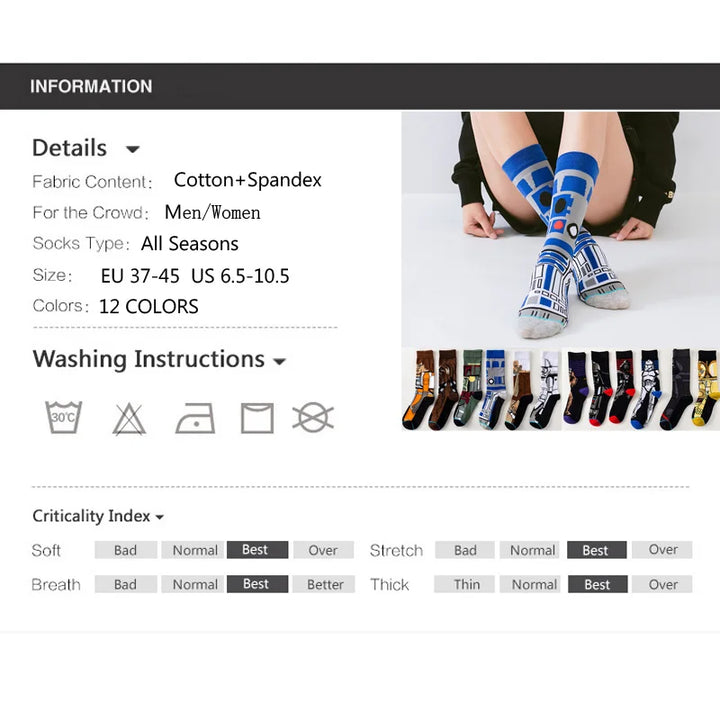 1 pair Autumn Winter Anime Socks Movie Men socks Cosplay Socks Skateboard sock Long Casual versatile Novelty Women's Socks 37-45