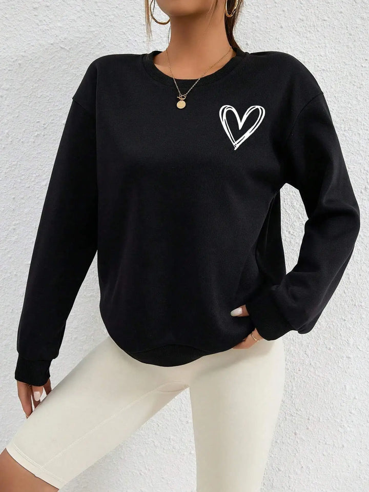 Heart Print Casual Sweatshirt