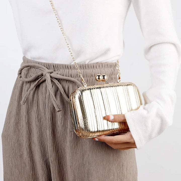 Luxury Evening Clutch – Purple Striped Crossbody Shoulder Bag for Women