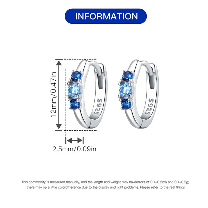 100% Real 925 Sterling Silver Simple Inlaid zircon Blue and Green Earring For Women Making Jewelry Gift Wedding Party Engagement