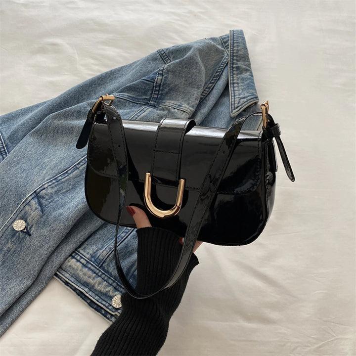 Stylish Shoulder Bag Handbag for Women Lightweight PU Glossy Finish Magnetic Closure Perfect for Daily Commute
