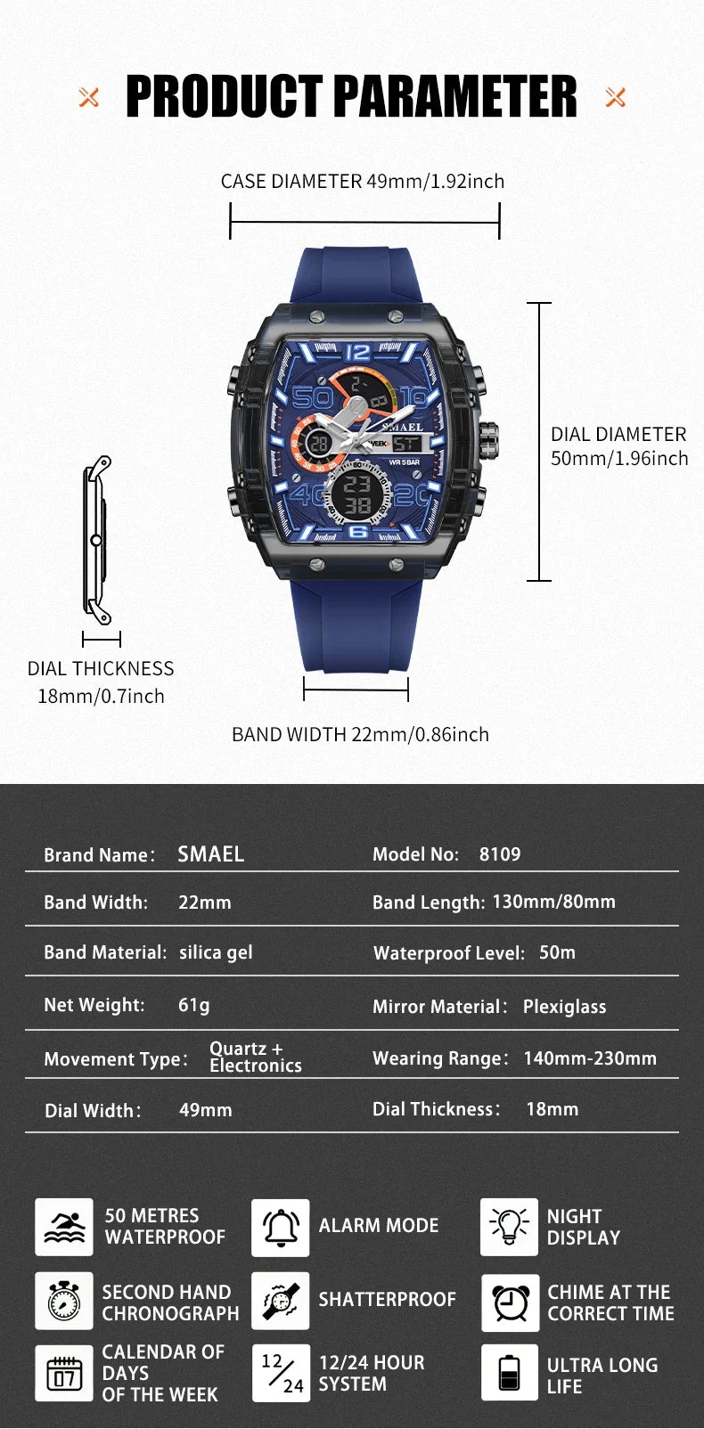 SMAEL 8109 Men's Sports Watch
