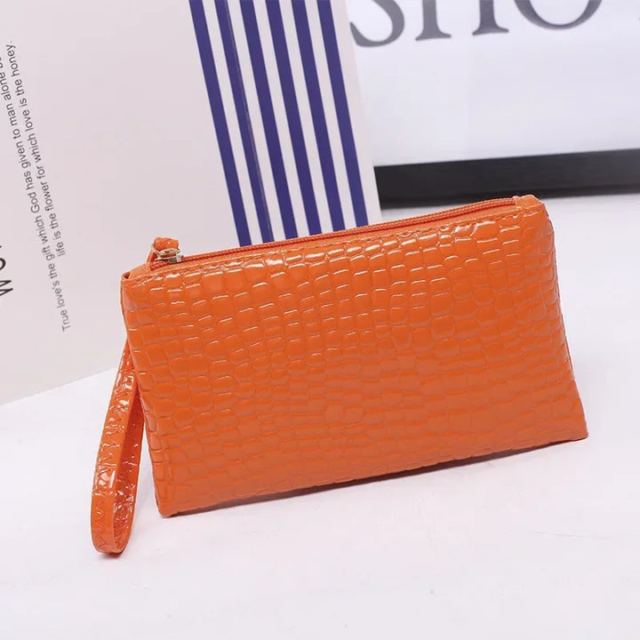 1PC Women PU Clutch Long Casual Wallet Litchi Grain Coin Purse Female Bag Wrist Bags Zipper Phone Pocket Credit Card Holder