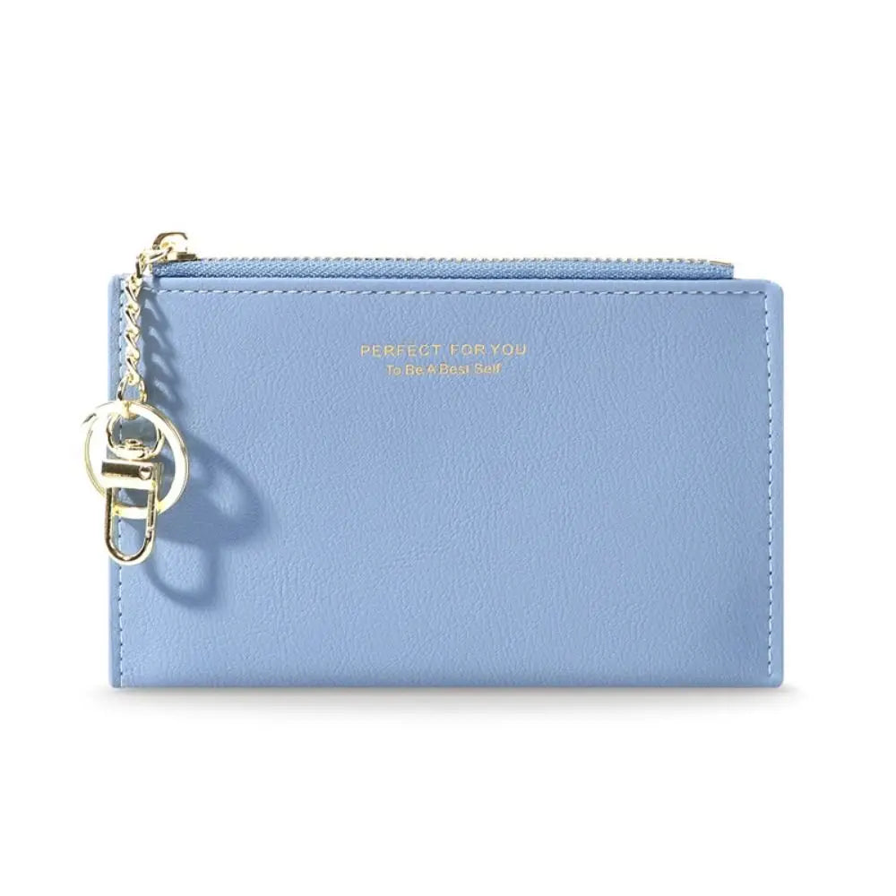 Ultra-Thin PU Leather Wallet – Mini Coin Purse with Keychain