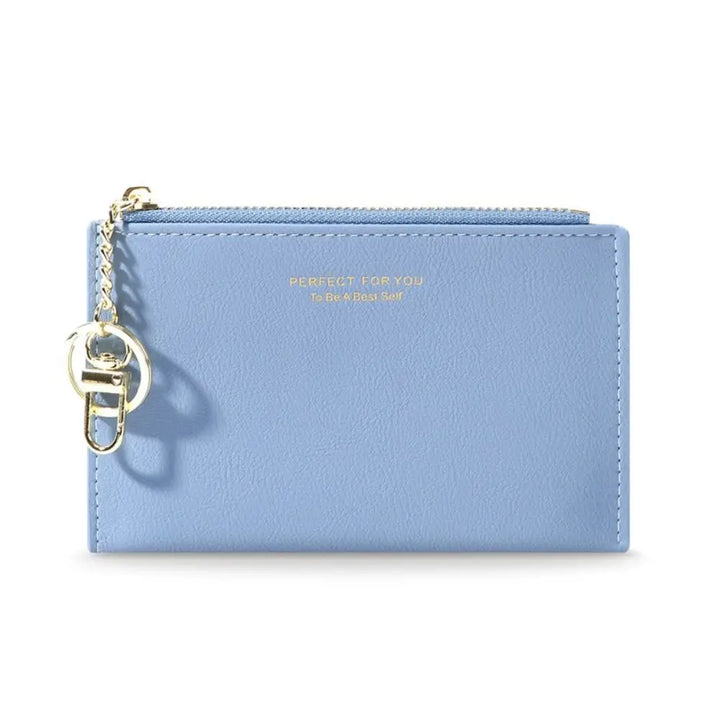 Ultra-Thin PU Leather Wallet – Mini Coin Purse with Keychain