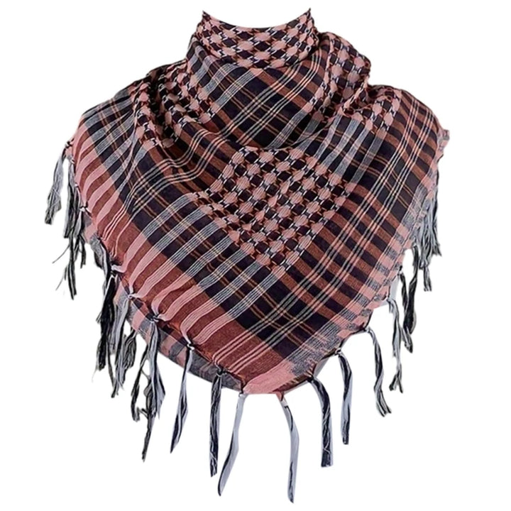 Arab Style Keffiyeh – Houndstooth Pattern Shemagh with Fringe