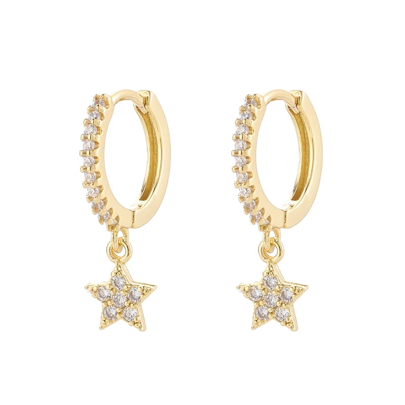 ZirconBloom™ – CANNER 18K Gold Plated Drop Earrings with Star Design