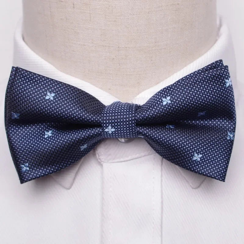 Men’s Classic Black Bow Tie – Formal Polyester Woven Pattern