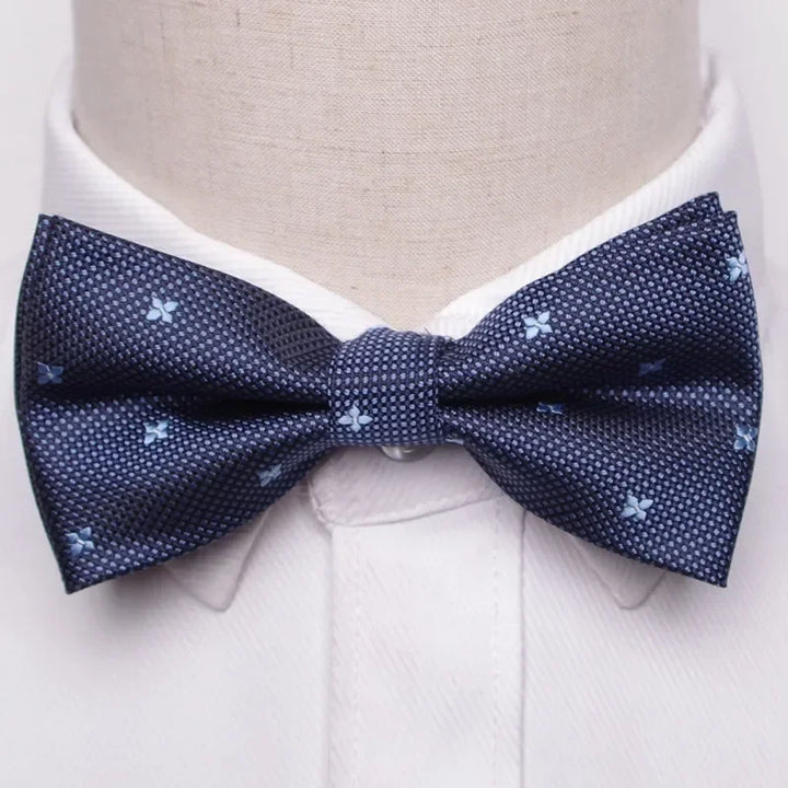 Men’s Classic Black Bow Tie – Formal Polyester Woven Pattern
