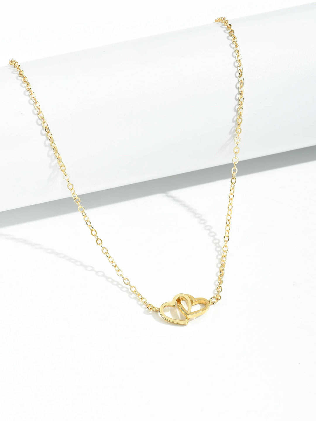 Tiny Heart Necklace – Hollow Double Pendant Chain for Women