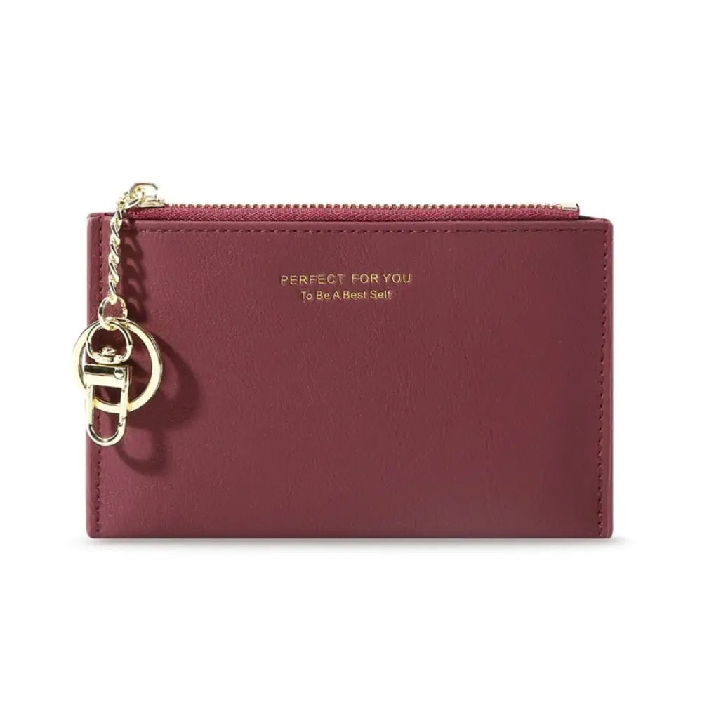 Ultra-Thin PU Leather Wallet – Mini Coin Purse with Keychain