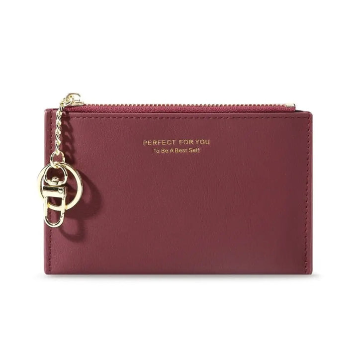 Ultra-Thin PU Leather Wallet – Mini Coin Purse with Keychain