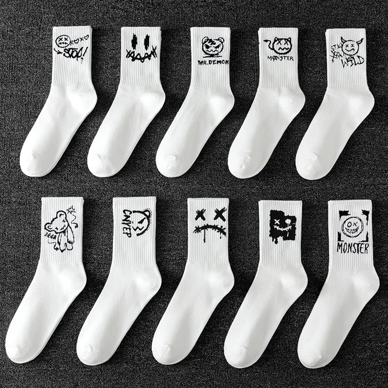 10 Pairs Men’s Sports Socks – Breathable, Casual, Ghost Face Style.