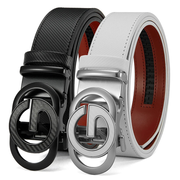 Men's Leather Belts Casual Automatic Buckle Belt Famous Designer Brand Luxury Leather Metal Buckle Cowskin Belts for Jeans Men
